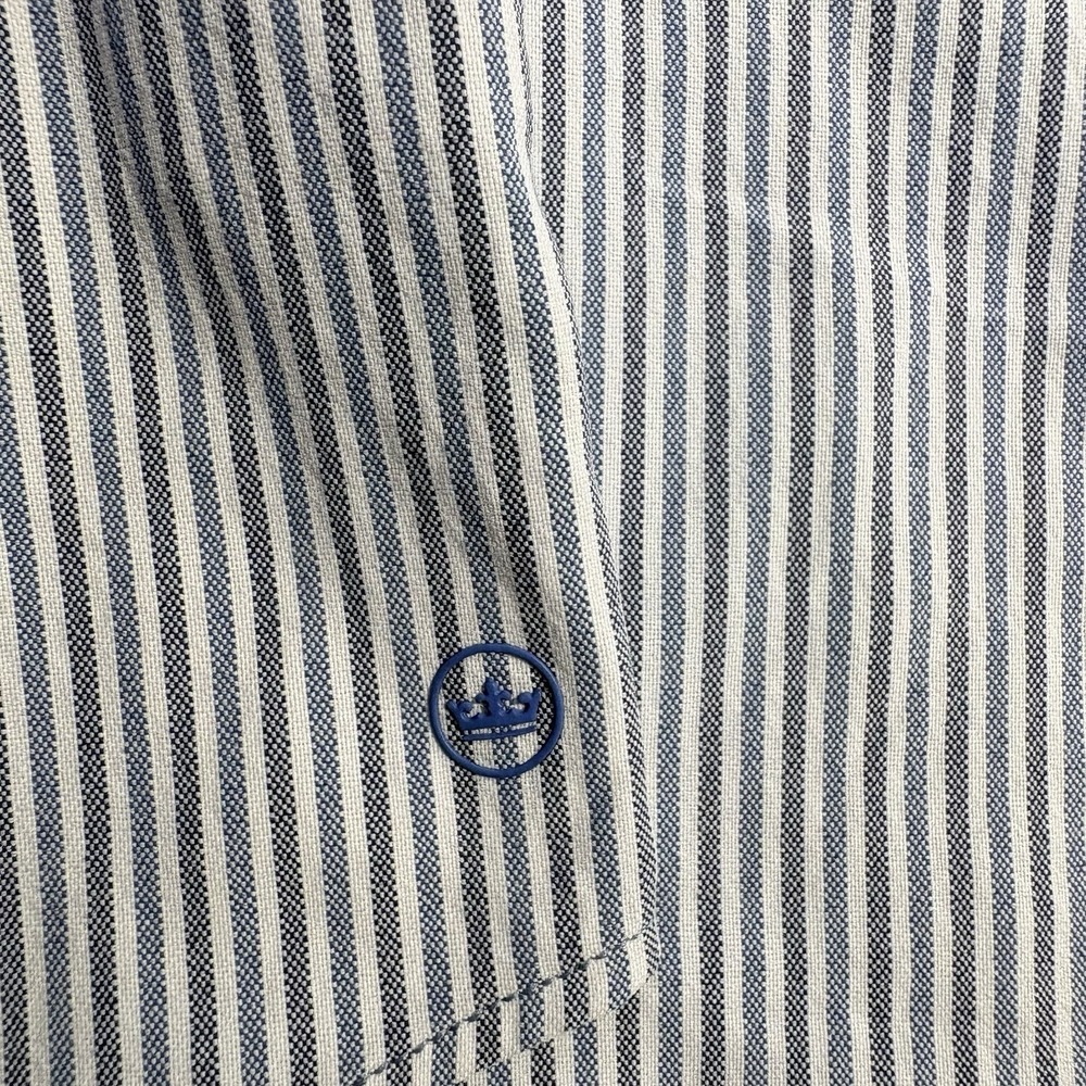 Peter Millar Crown Crafted Shirt Men's M Button Up Long Sleeve Blue Striped - Picture 11 of 12
